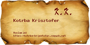 Kotrba Krisztofer névjegykártya